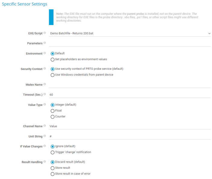 Sensor Settings Sensor Settings